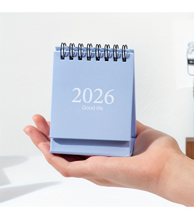 قطعتان من تقويم مكتب 2026، مخطط صغير أساسي سهل، تقويم مذكرات صغير، ديكور مكتبي صغير، حامل رسائل باللون الوردي والأزرق - Image 3