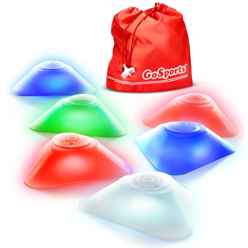 GoSports Modern Light Up Cones Cycle Between 4 LED Colors for Sports Traffic Safety and Glow in The Dark Games 6 Pack - Image 2