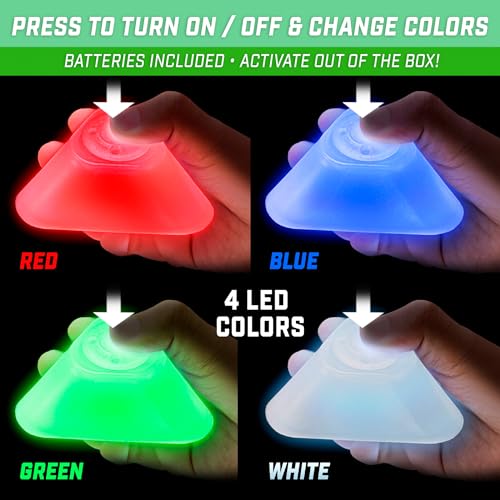 GoSports Modern Light Up Cones Cycle Between 4 LED Colors for Sports Traffic Safety and Glow in The Dark Games 6 Pack - Image 3