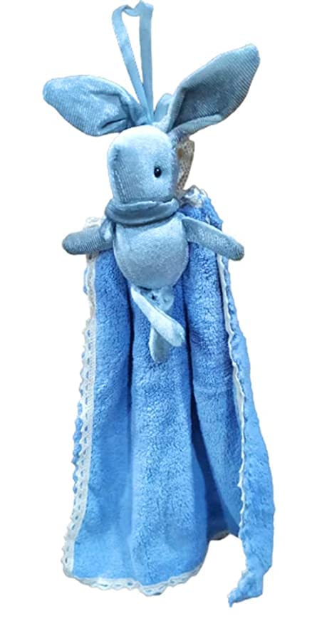 NEERAK Hand Towels, Cute Cartoon (Rabbit) Kitchen Hanging, with Loops, Bathroom, Quick Dry Hand Bath Towel, Soft Absorbent Microfiber Multicolor (Pack of 3) - Image 3