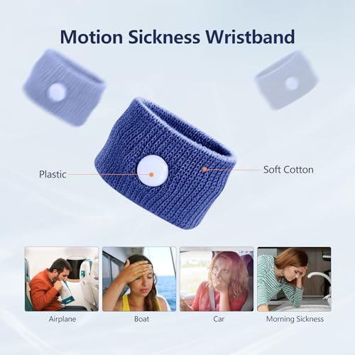 COMFYTHERA Motion Sickness Wristband AntiNausea Acupressure Wrist Band for Nausea Relief Dizziness and Vomiting from Car Sea Boat Flying Travel Sickness for Adults and Kids Dark Blue Large 2 Pairs - Image 5