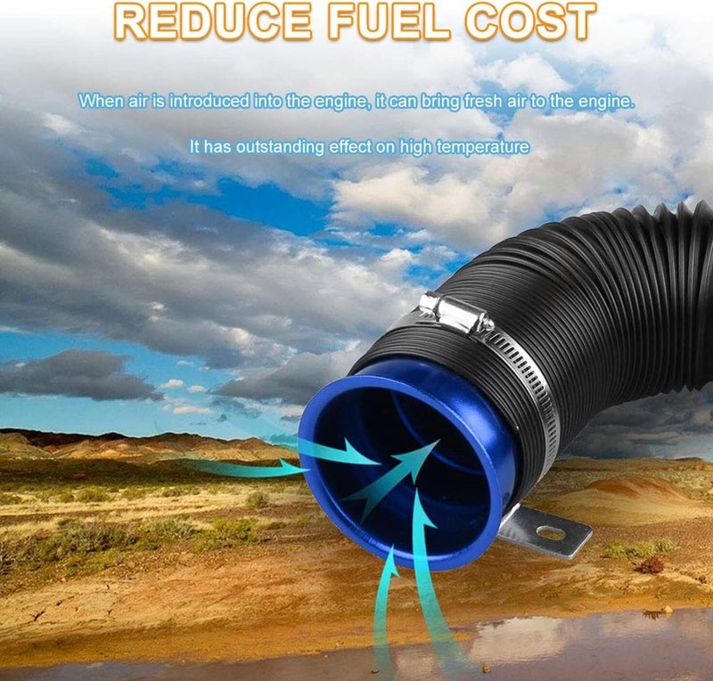 AUTO MT أنبوب سحب هواء مرن للسيارات توربو متعدد الأنابيب مرن لأنبوب سحب الهواء البارد مجموعة أنبوب المدخل مجموعة خرطوم المدخل مجموعة عالمية (أنبوب سحب مرن أزرق) - Image 3
