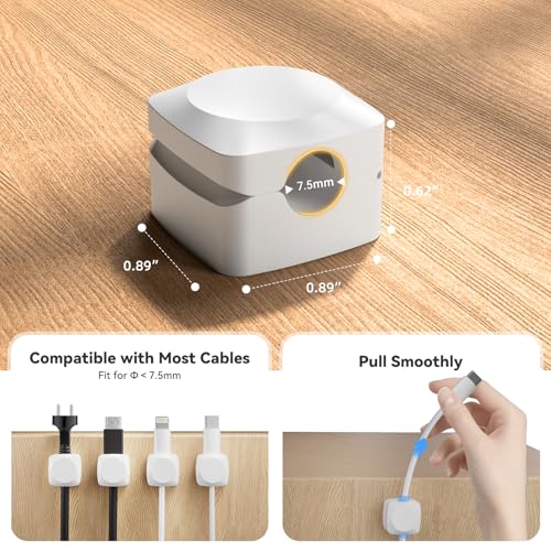Daisyhome Rotatable Cord Organizer, Enhanced Spring Cable Clips, Strong Adhesive Cable Management, Desk Cord Holder for Nightstand, Office Accessories and Car (4 White + 4 Black) - Image 5