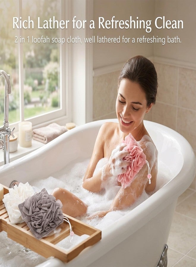 Tweruna 3 PCS Soap Bar Loofah, 2-in-1 Bar Soap Loofah Pouch (Beige, Pink, Khaki - Image 5