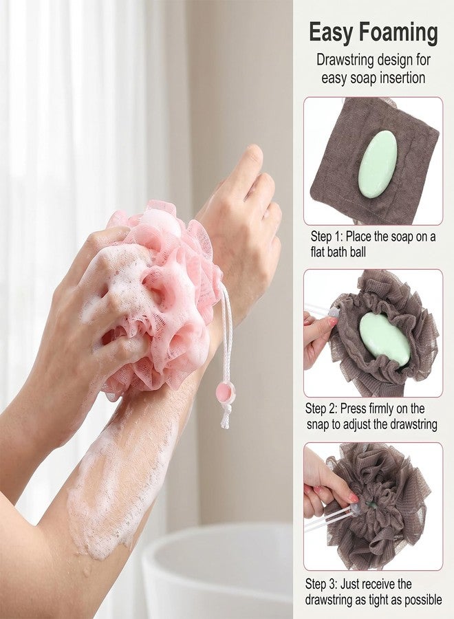 Tweruna 3 PCS Soap Bar Loofah, 2-in-1 Bar Soap Loofah Pouch (Beige, Pink, Khaki - Image 3