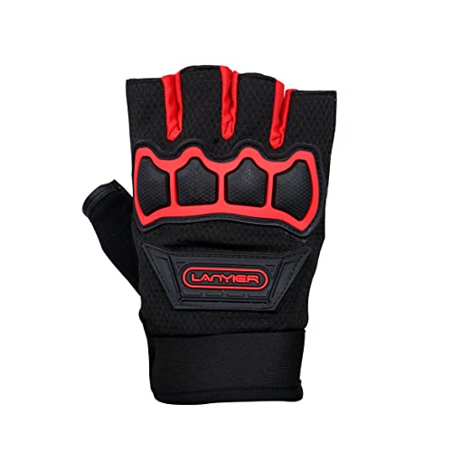 ZaySoo Gloves Protective Half Finger Hand Riding, Cycling, Bike Motorcycle Gym Gloves for Men - Red - Image 1