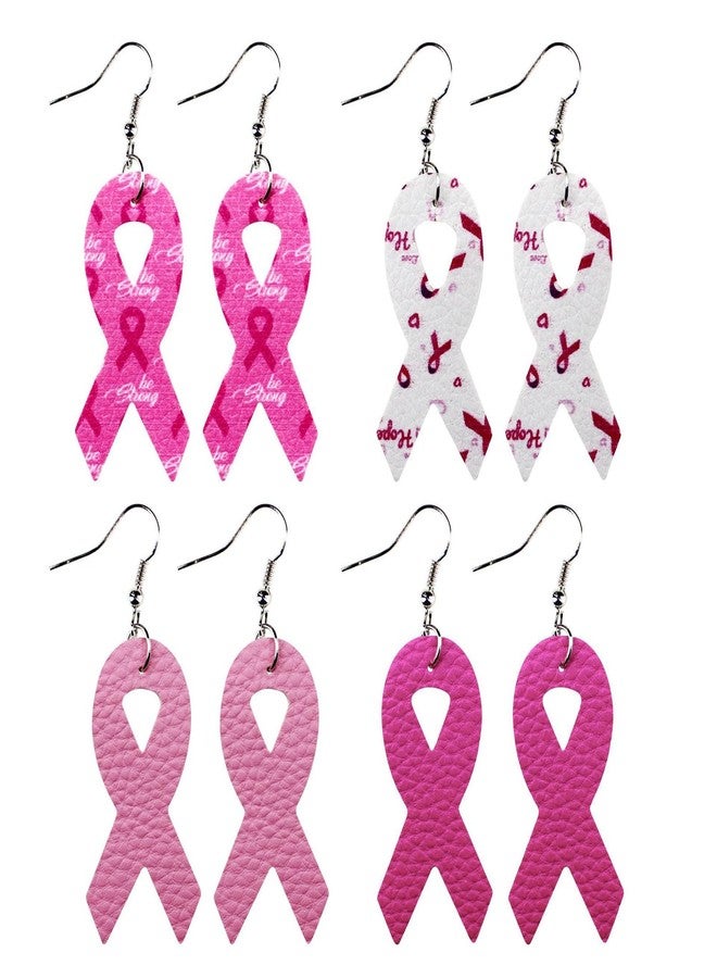 Dcfywl731 4Pairs Breast Cancer Earrings for Women Pink Ribbon Breast Cancer Gifts Breasts Cancers Awareness Accessories - Image 1