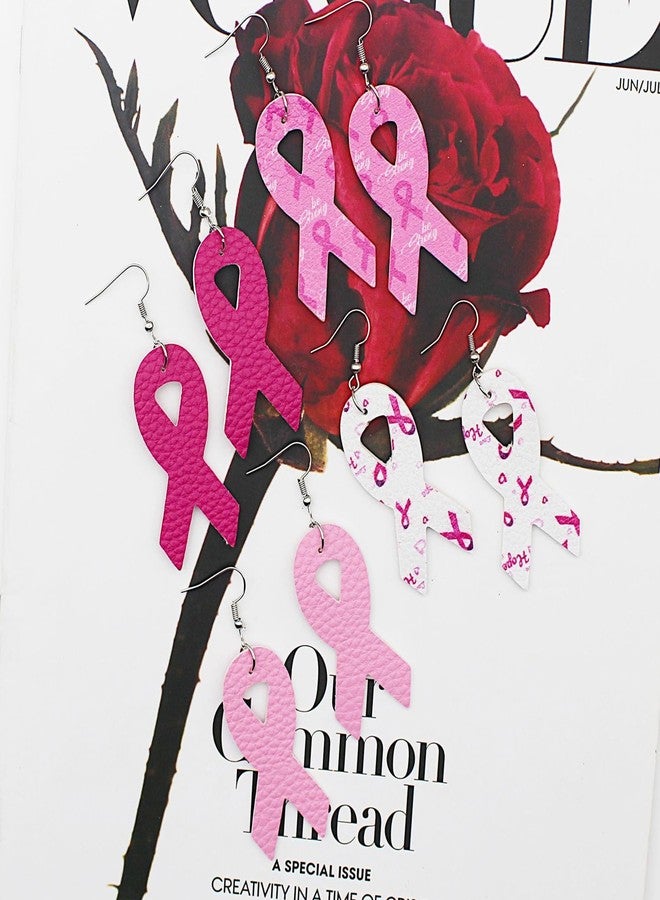 Dcfywl731 4Pairs Breast Cancer Earrings for Women Pink Ribbon Breast Cancer Gifts Breasts Cancers Awareness Accessories - Image 5