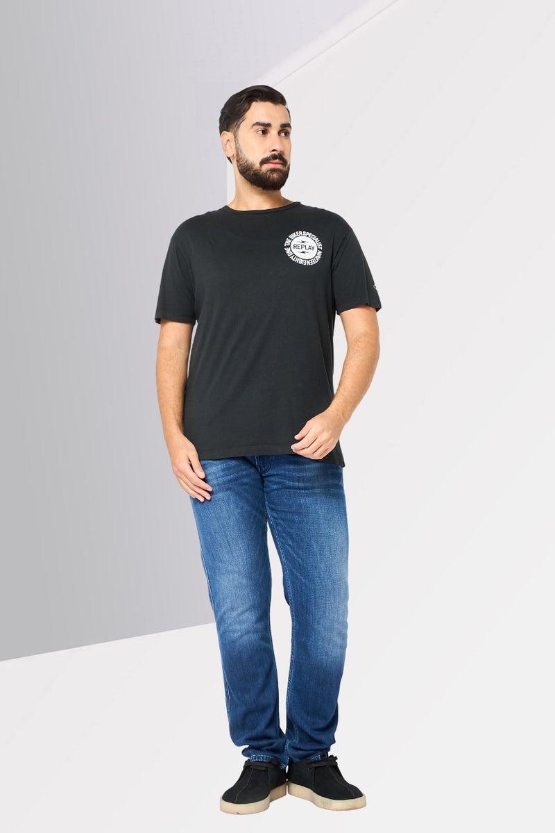 Replay Men Crew Neck Short Sleeves Brand Logo T-Shirt, Black - Image 2