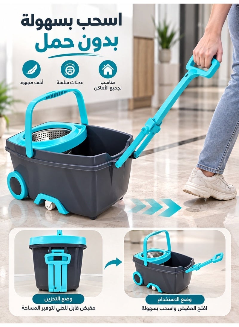 Supplier Spin Mop Floor Cleaning Set with Bucket and Wringer | Foldable & Adjustable Handle | Easy Cleaning and Wringing | Practical Home Design - Image 3