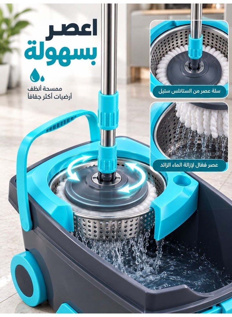 Supplier Spin Mop Floor Cleaning Set with Bucket and Wringer | Foldable & Adjustable Handle | Easy Cleaning and Wringing | Practical Home Design - Image 4