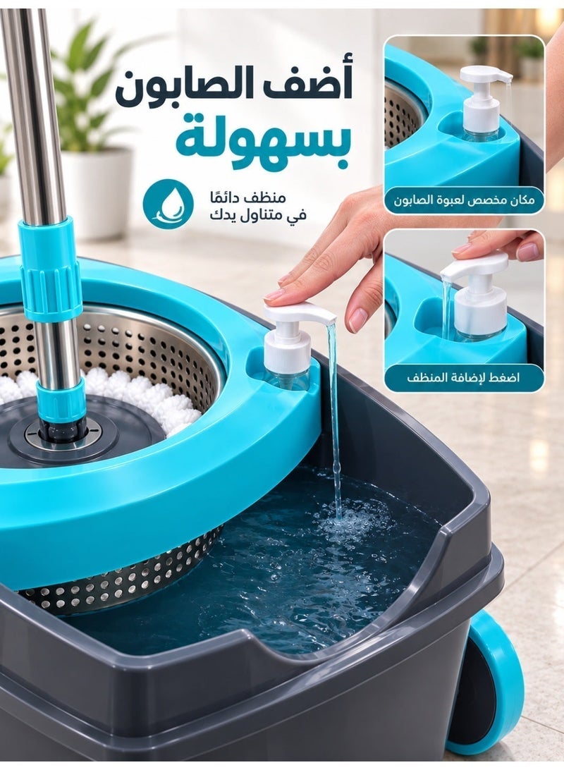 Supplier Spin Mop Floor Cleaning Set with Bucket and Wringer | Foldable & Adjustable Handle | Easy Cleaning and Wringing | Practical Home Design - Image 5