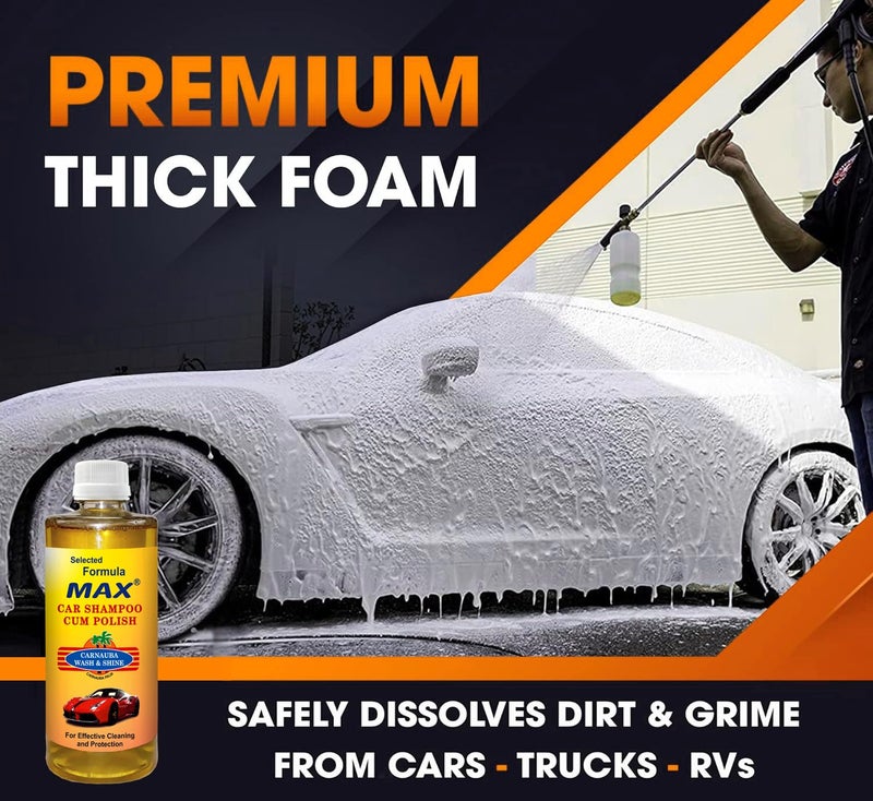 MAX Car Care Combo of Car Shampoo Come Polish 500 ML, Microfiber Cloth 350 gsm and Microfiber Wash Mitt | Suits both Bucket Wash and Foam Wash - Image 3