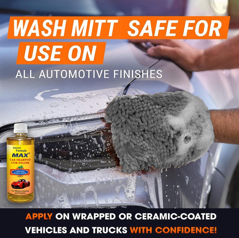 MAX Car Care Combo of Car Shampoo Come Polish 500 ML, Microfiber Cloth 350 gsm and Microfiber Wash Mitt | Suits both Bucket Wash and Foam Wash - Image 4