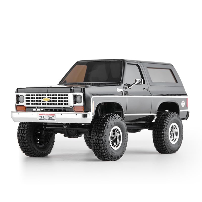 SVERTIBO FMS 124 RC Crawler FCX24 Chevy K5 Blazer Officially Licensed Mini RTR RC Pick Up Truck SUV 2 in 1 4WD 24GHz 3CH OffRoad RC Model Car WLED Lights for Adults Toys Black - Image 1