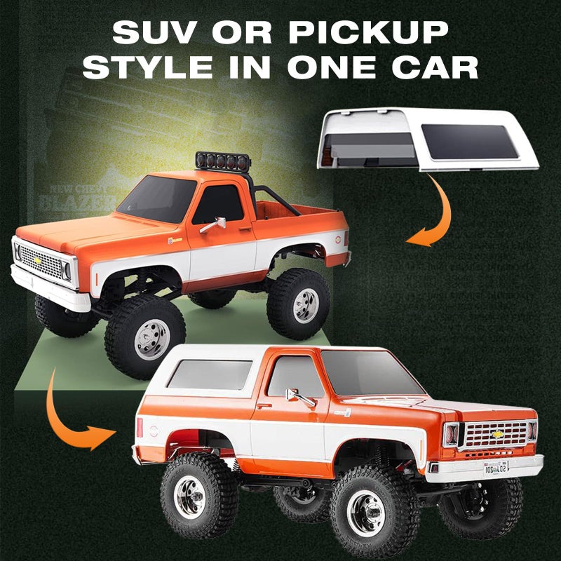 SVERTIBO FMS 124 RC Crawler FCX24 Chevy K5 Blazer Officially Licensed Mini RTR RC Pick Up Truck SUV 2 in 1 4WD 24GHz 3CH OffRoad RC Model Car WLED Lights for Adults Toys Black - Image 5