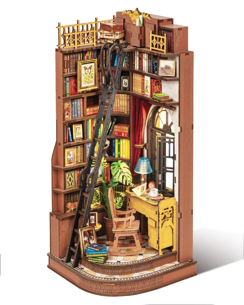 Rolife DIY Book Nook Kit Silent Corner Study 3D Puzzles Creative British Bookend Bookshelf Decor for Adults Tiny House Miniature Kits Model Building Kits DIY CraftsGifts for Teens Book Lovers - Image 2