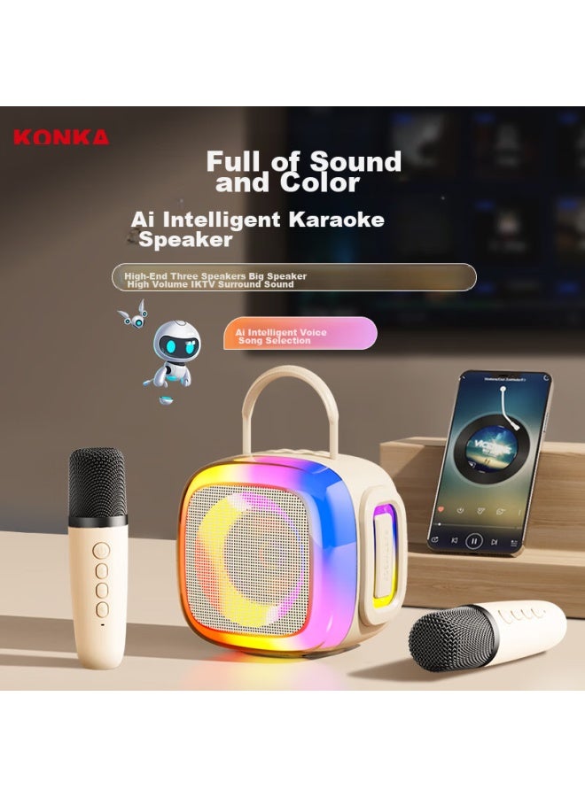 KONKA Kn12 Microphone Speaker With Built-in Sound Card, Karaoke Microphone, Home Ktv Speaker, Outdoor Portable Wireless Bluetooth Speaker, Singing Device, All-in Children's Karaoke - Image 1