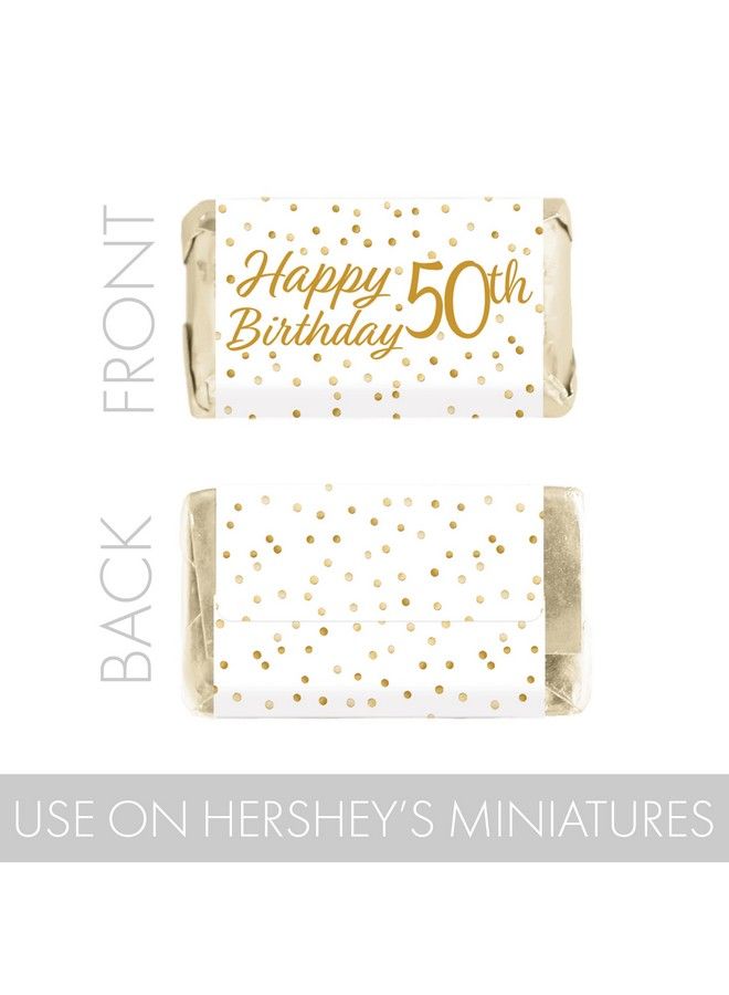 DISTINCTIVS White And Gold 50Th Birthday Mini Candy Bar Wrappers 45 Stickers - Image 5