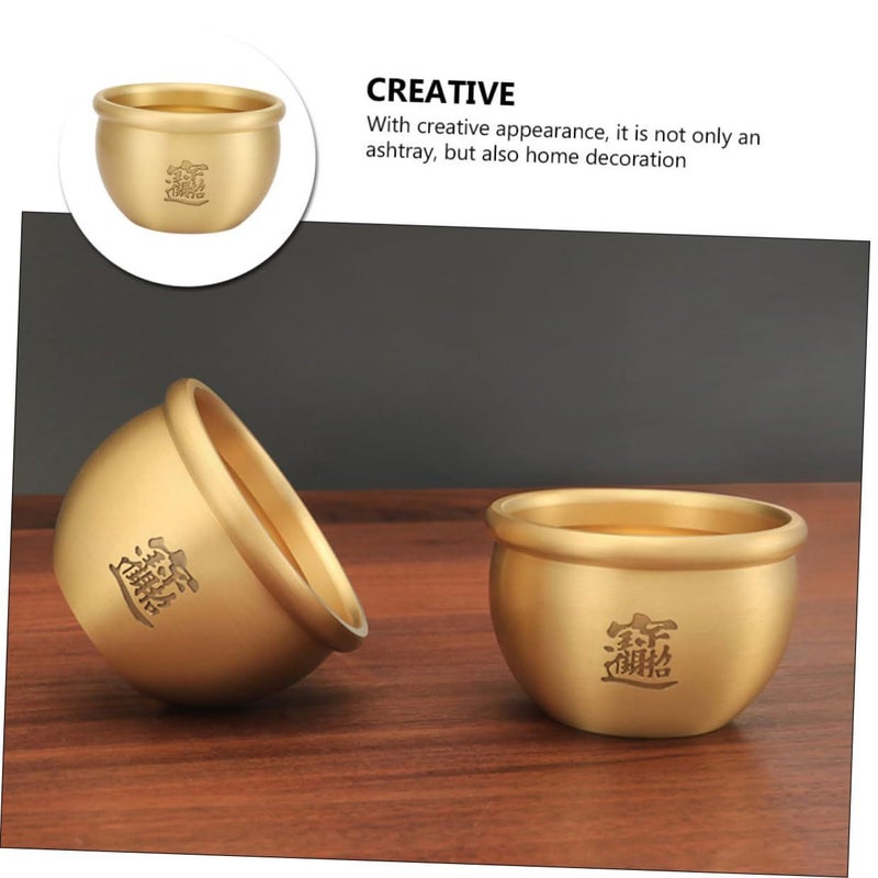 1pc Copper Creative Craft Ashtray Tabletop Room Ornament for Smokers - Image 4