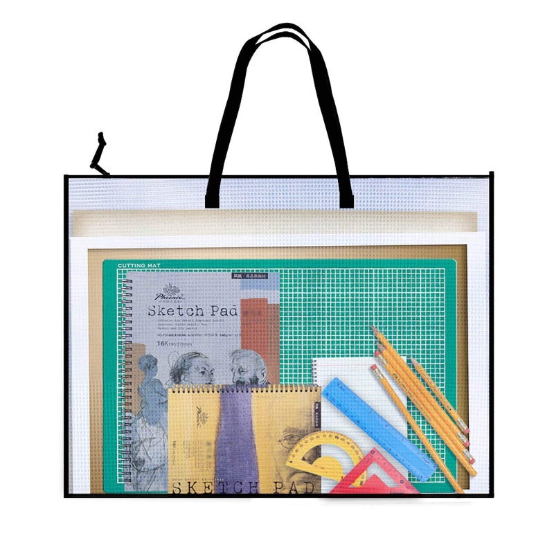 Opret 19x25 inch Art Portfolio Bags, Artwork Storage Case with Handle and Zipper Vinly Mesh Folder Organizers for Bulletin Boards, Scrapbooks, Keepsake and Poster Storage - Image 1