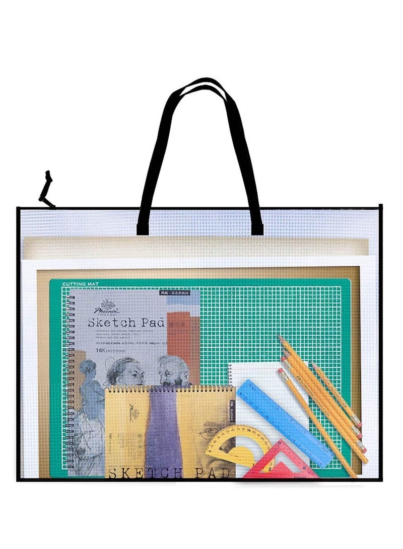 Opret Opret 19x25 inch Art Portfolio Bags, Artwork Storage Case with Handle and Zipper Vinly Mesh Folder Organizers for Bulletin Boards, Scrapbooks, Keepsake and Poster Storage  - Image 1
