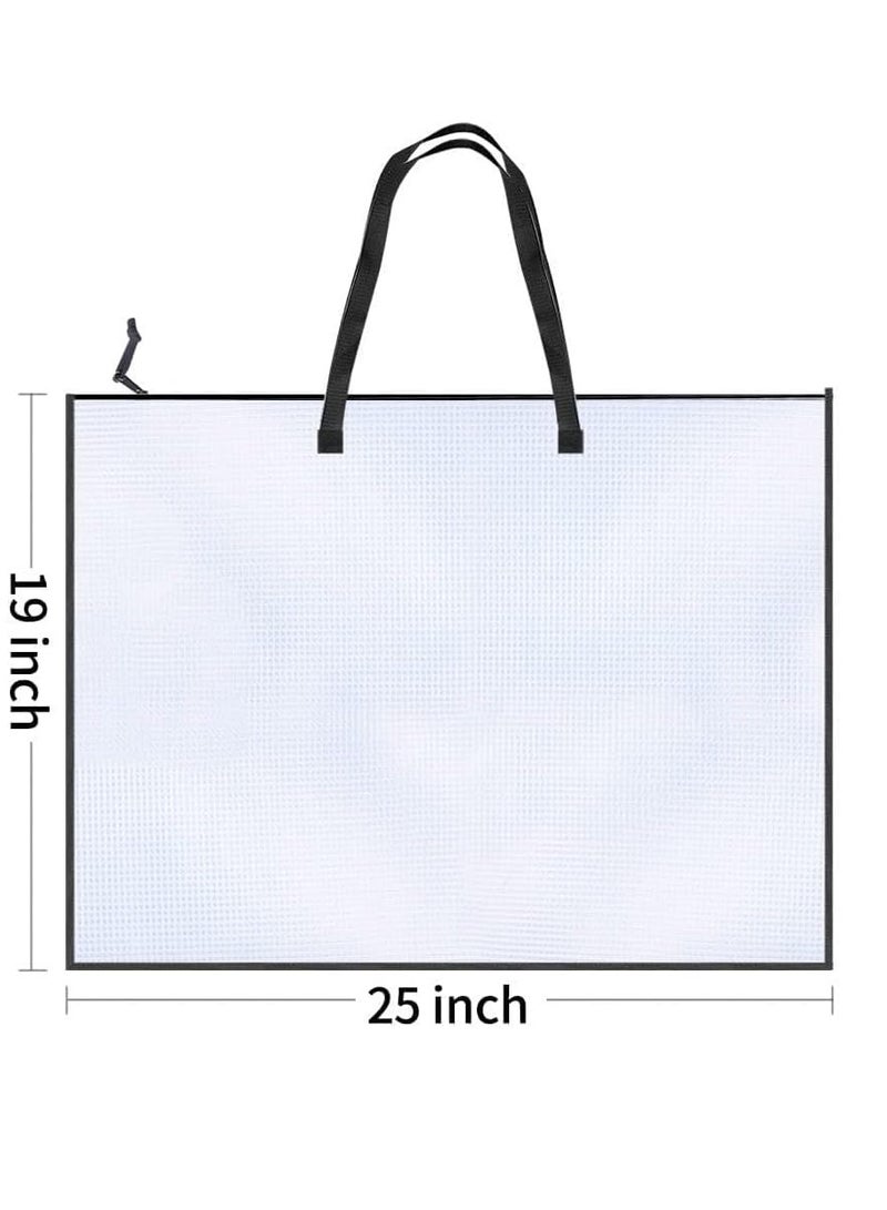 Opret Opret 19x25 inch Art Portfolio Bags, Artwork Storage Case with Handle and Zipper Vinly Mesh Folder Organizers for Bulletin Boards, Scrapbooks, Keepsake and Poster Storage  - Image 2