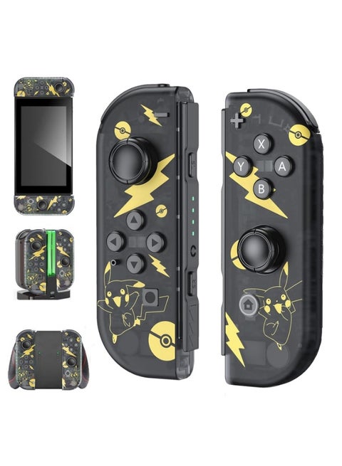 Wireless controller for Switch, Replacement for Switch Controllers Joypad, Upgraded Switch Joypad with Dual Vibration/Wake-up/Screenshot,Clear Black