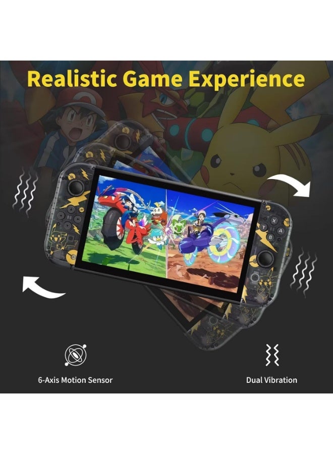 وحدة تحكم لاسلكية لـ Switch - بديل مطوّر للجوي باد مع اهتزاز مزدوج ووظيفة الإيقاظ من السكون والتصوير، بتصميم أسود شفاف - Image 5