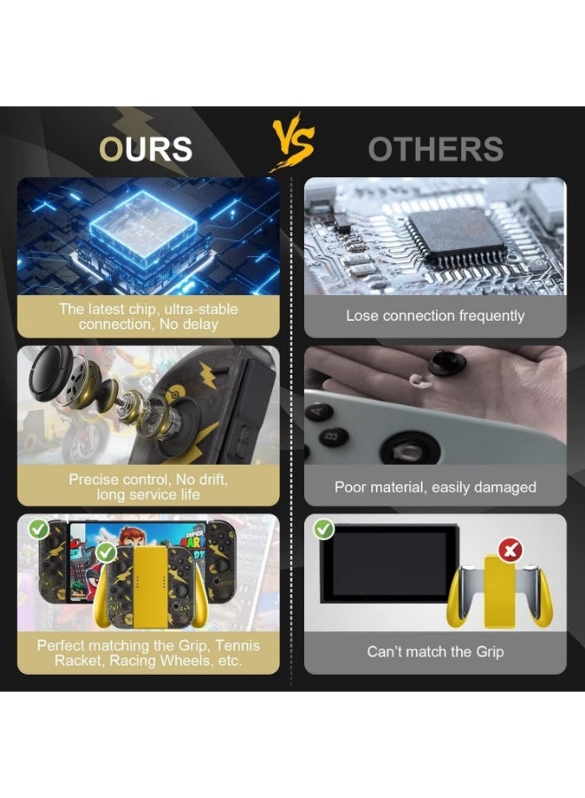 وحدة تحكم لاسلكية لـ Switch - بديل مطوّر للجوي باد مع اهتزاز مزدوج ووظيفة الإيقاظ من السكون والتصوير، بتصميم أسود شفاف - Image 3