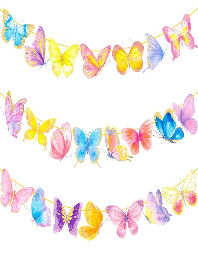 umoni 2pcs Gold Glitter Butterfly Banner Decorations for Summer Theme Party, Baby Girl Birthday, Wedding Party Supplies - Image 1