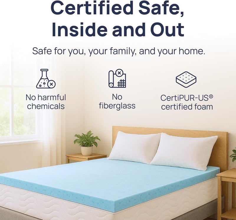 Sure2Sleep مرتبة بحجم توأم، بسمك 2 بوصة، مع رغوة ذاكرة دوامية هلامية، مصنوعة في الولايات المتحدة. - Image 5