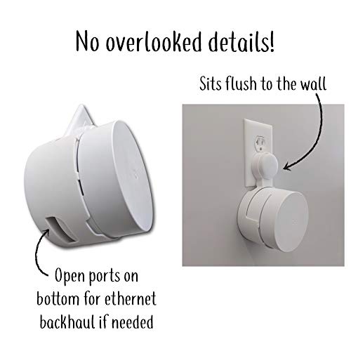 Mount Genie Google WiFi Outlet Holder Mount: [New 2020 – Present Version – Round Plug] The Simplest Wall Mount Holder Stand Bracket for Google WiFi Routers and Beacons - No Messy Screws! (3-Pack) - Image 5