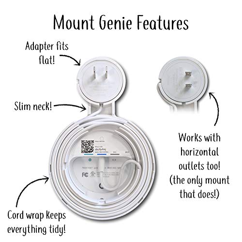 Mount Genie Google WiFi Outlet Holder Mount: [New 2020 – Present Version – Round Plug] The Simplest Wall Mount Holder Stand Bracket for Google WiFi Routers and Beacons - No Messy Screws! (3-Pack) - Image 3