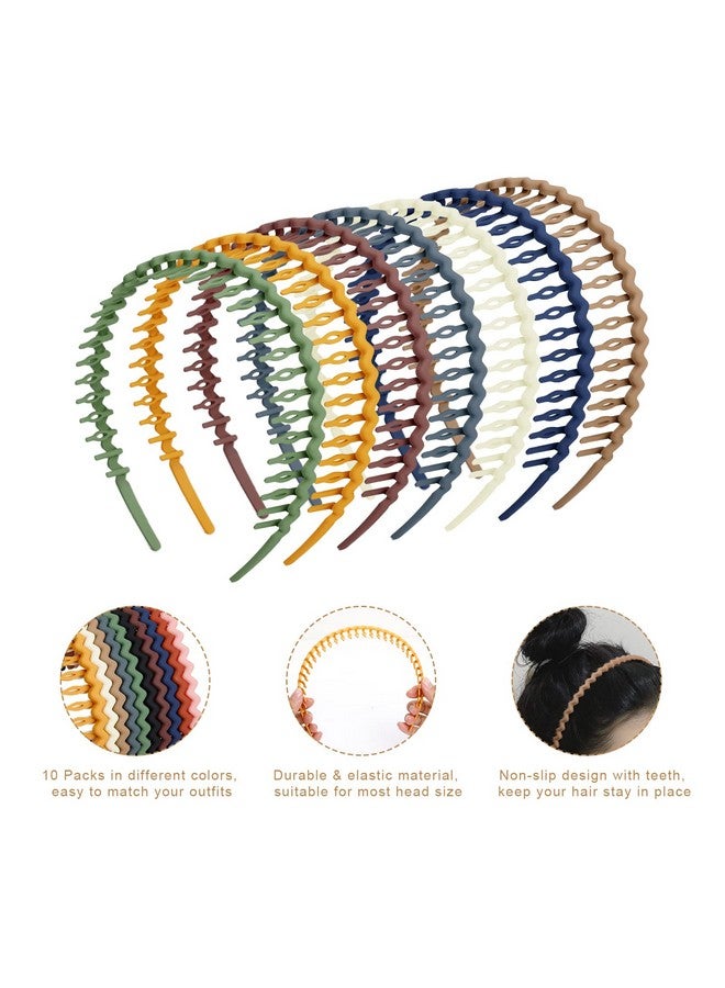 ووفوووفو ربطات شعر بلاستيكية من WOVOWOVO مزودة بأسنان، 10 قطع من ربطات الرأس الرفيعة للنساء والفتيات والمراهقات، مشط شعر مانع للانزلاق، ربطات رأس وإكسسوارات شعر - Image 3