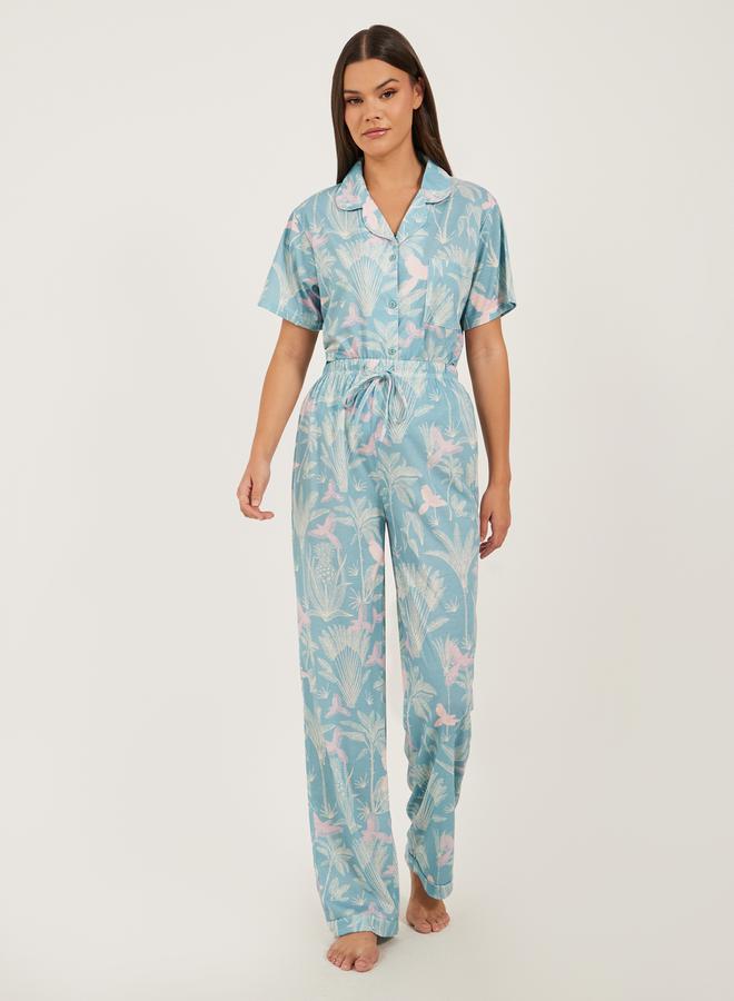 Styli Tropical Printed Shirt and Pyjama Pants Set  - Image 2