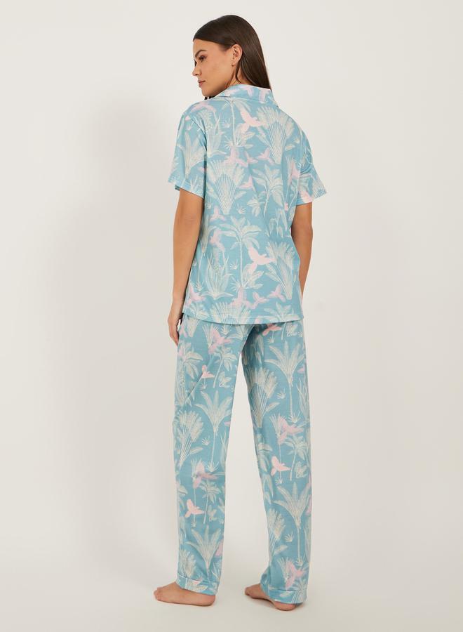 Styli Tropical Printed Shirt and Pyjama Pants Set  - Image 5