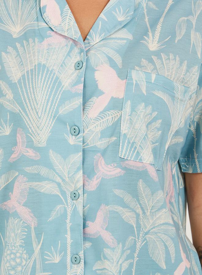 Styli Tropical Printed Shirt and Pyjama Pants Set  - Image 4
