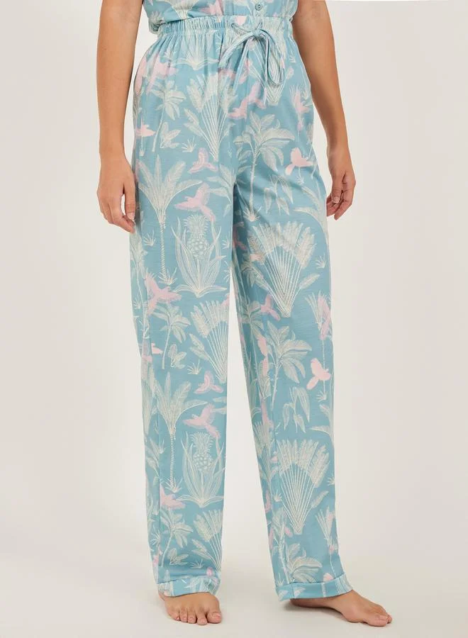 Styli Tropical Printed Shirt and Pyjama Pants Set