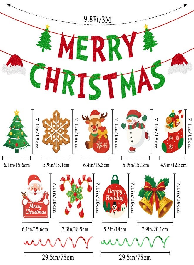 jijAcraft 38Pcs Merry Christmas Banner Xmas Decorations - Pre-Assembled Hanging Swirl, Christmas Decorations Indoor, Christmas Party Decor for Wall, Ceiling, Mantel, Home, Classroom, Office, Party - Image 2