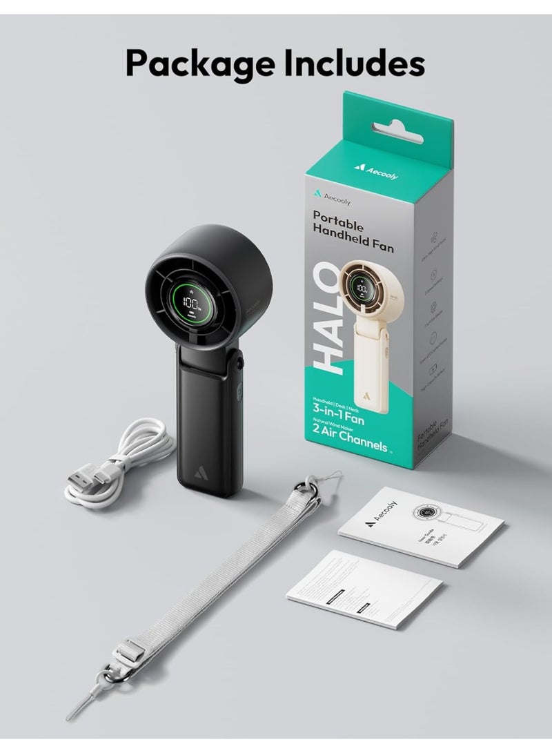 Aecooly 3 IN 1 Portable Fan, Turbo Handheld USB Rechargeable Mini Personal [22H Max Cooling Time], Battery Powered Small Foldable Pocket Fan for Travel... - Image 2