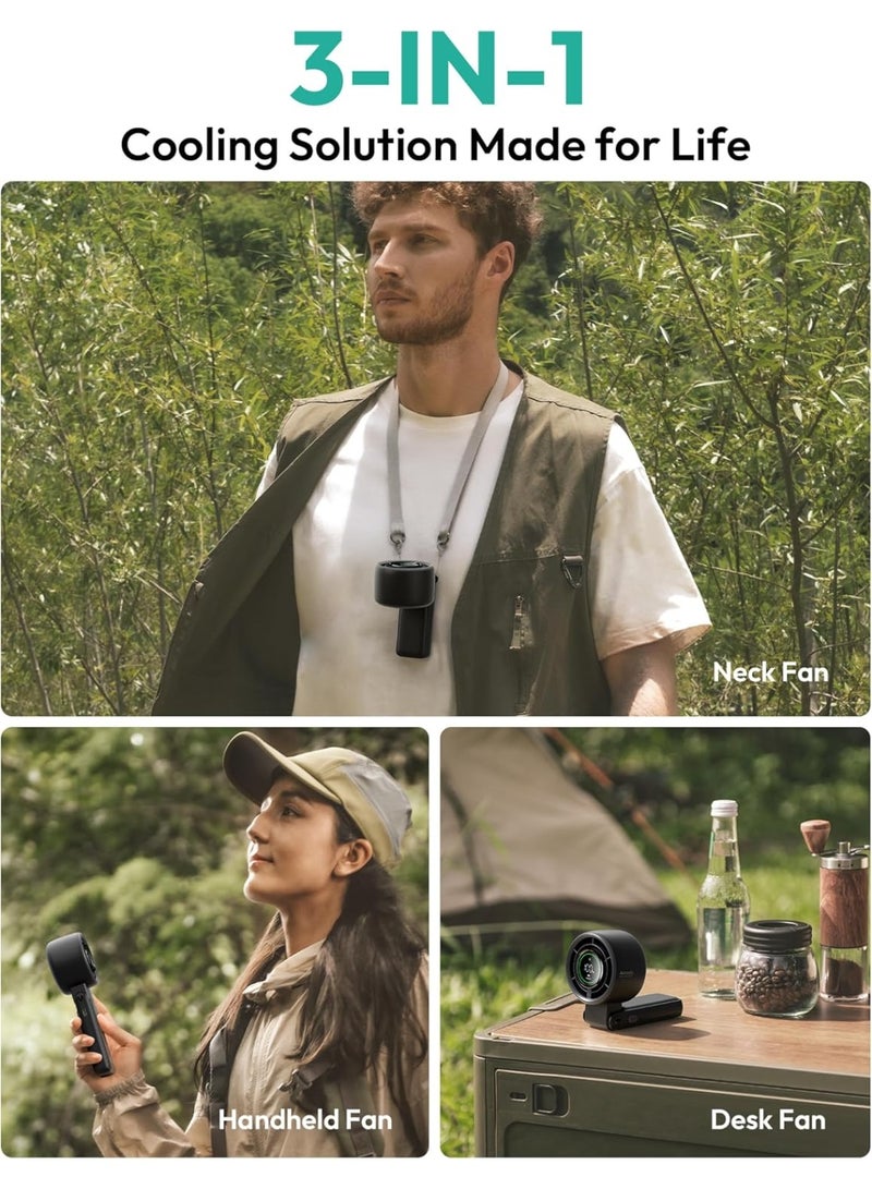 Aecooly 3 IN 1 Portable Fan, Turbo Handheld USB Rechargeable Mini Personal [22H Max Cooling Time], Battery Powered Small Foldable Pocket Fan for Travel... - Image 5