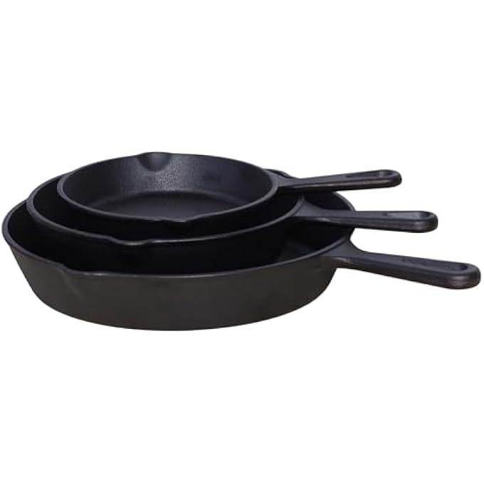 Buckingham Cast Iron PreSeasoned Set Of 3 Frying Pan  Skillet 16 Cm  20 Cm  25 Cm For Safe Cookware Indoor  Outdoor Healthy Cooking  Premium Quality - Image 2