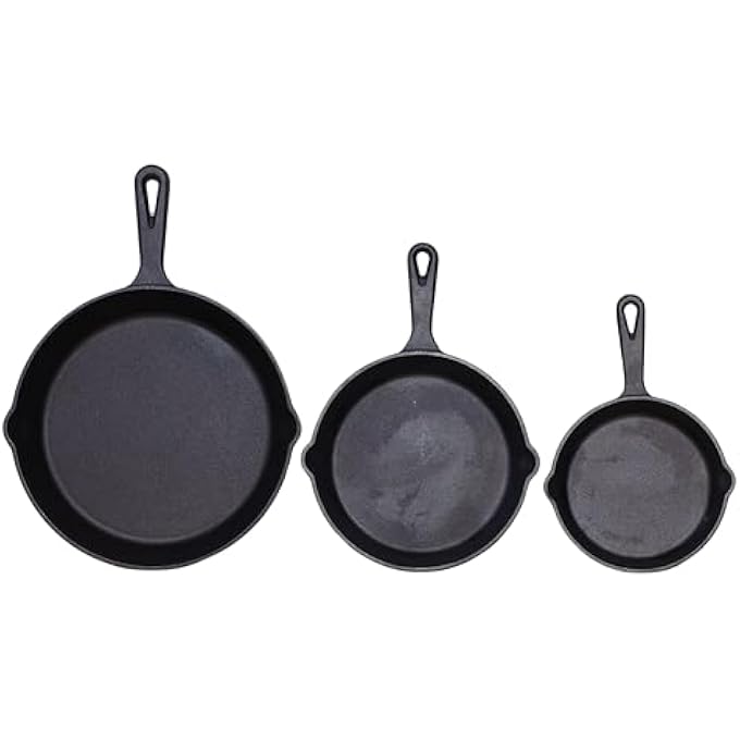 Buckingham Cast Iron PreSeasoned Set Of 3 Frying Pan  Skillet 16 Cm  20 Cm  25 Cm For Safe Cookware Indoor  Outdoor Healthy Cooking  Premium Quality - Image 3