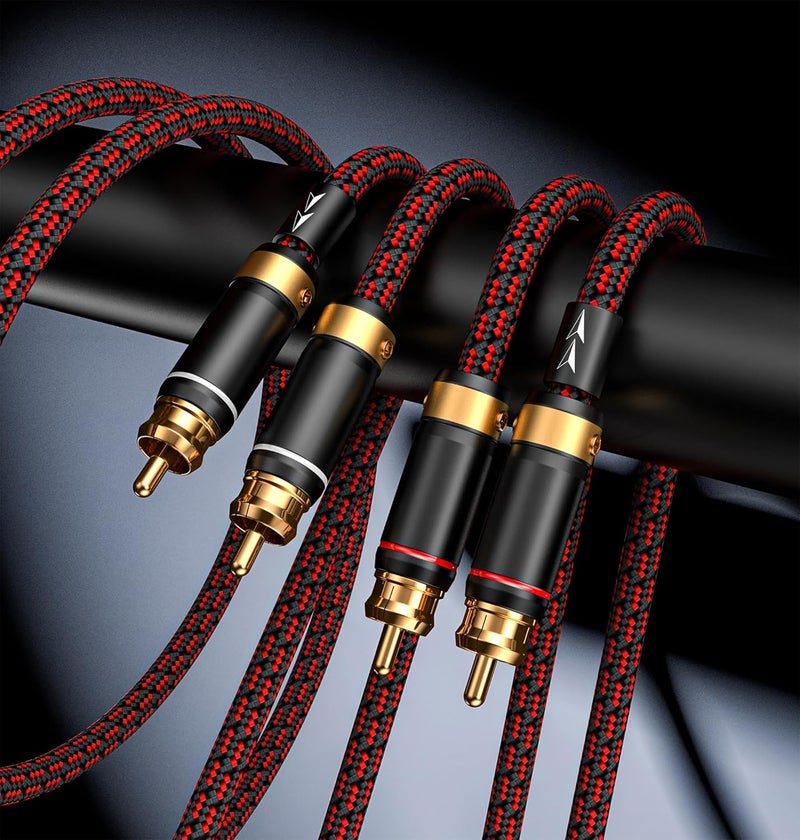 Dual RCA male-to-male stereo audio cable, gold-plated 4N oxygen-free copper core 3m - Image 3