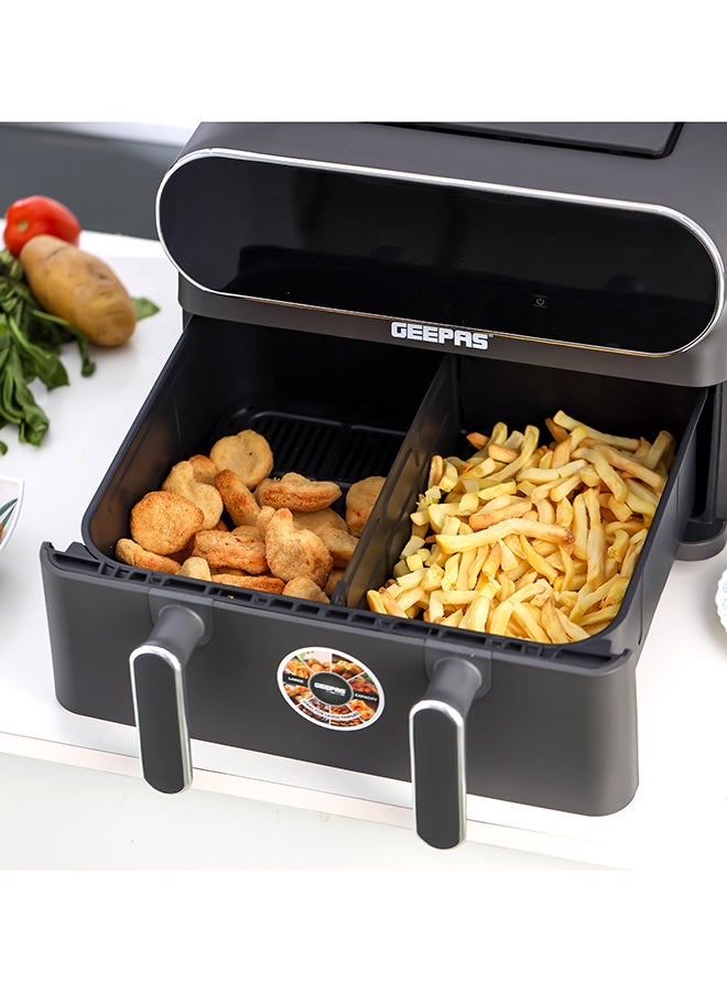 GEEPAS Digital Air Fryer- GAF37532| 11 L Capacity with 5.5 L Dual Baskets with Separator| With VORTEX Air Frying Technology| Digital Display, Multiple Function, Dehydrate, Keep Warm, Broil, others, 1-60 Min Timer| Ideal for Fries, Steak, Chicken, Cake, Meat, Bread| 2 Years Warranty, Metallic grey 11 L 1700 W GAF37532 Grey - Image 4