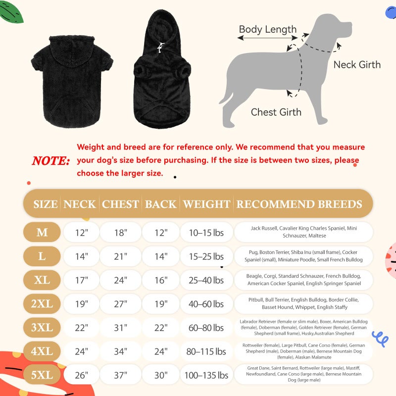 Waoduld Dog Sweater,Dog Hoodies,Warm Fuzzy Fleece Sweatshirt with Hood & Pocket,Leash Hole,Cozy Cold Weather Pet Clothes Pet Sweater for Medium Large Dogs(Black,XL) - Image 2