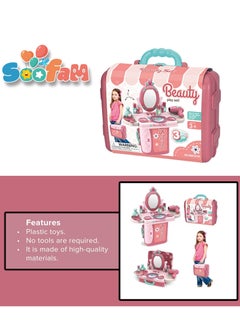 Soofam Pretend  Beauty Dresser Table Play set Gifts, Toddler Beauty Play Set,Princess Toys Makeup Play Set for Kids, Toddler Dress-up Table Toy for 3+Years Old Girls, Kids Role Play Beauty  Play set Gift  - Image 4