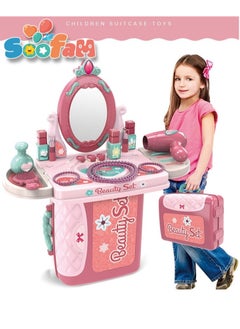 Soofam Pretend  Beauty Dresser Table Play set Gifts, Toddler Beauty Play Set,Princess Toys Makeup Play Set for Kids, Toddler Dress-up Table Toy for 3+Years Old Girls, Kids Role Play Beauty  Play set Gift  - Image 2