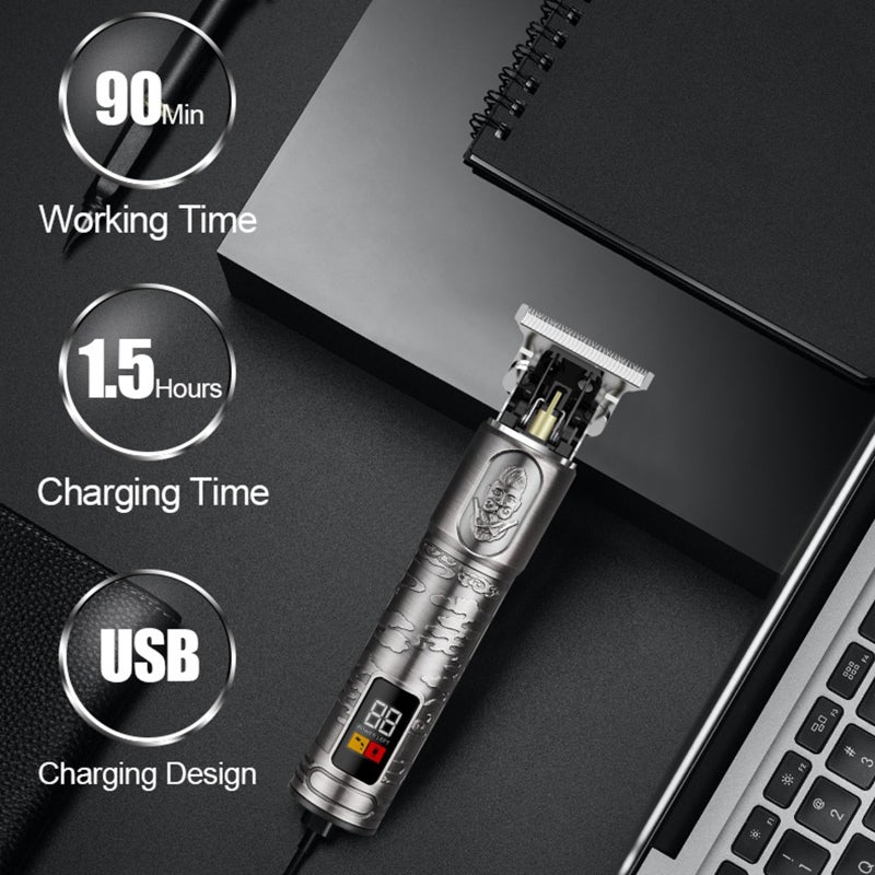 USB Electric Hair Clipper Barber LCD Display Hair Clippers Beard Trimmer Household Hair Trimmer Set Salon Haircut Machine IPX4 Waterproof USB Charging with 3 Clipping Brushes - Image 3